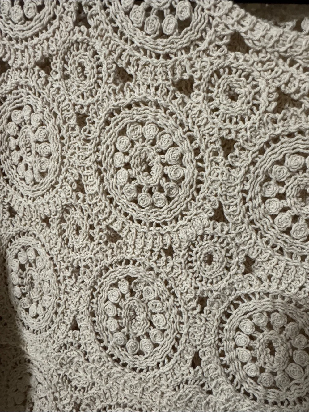 Anthropologie Crochet Circle Lace Boxy Tunic - Beige